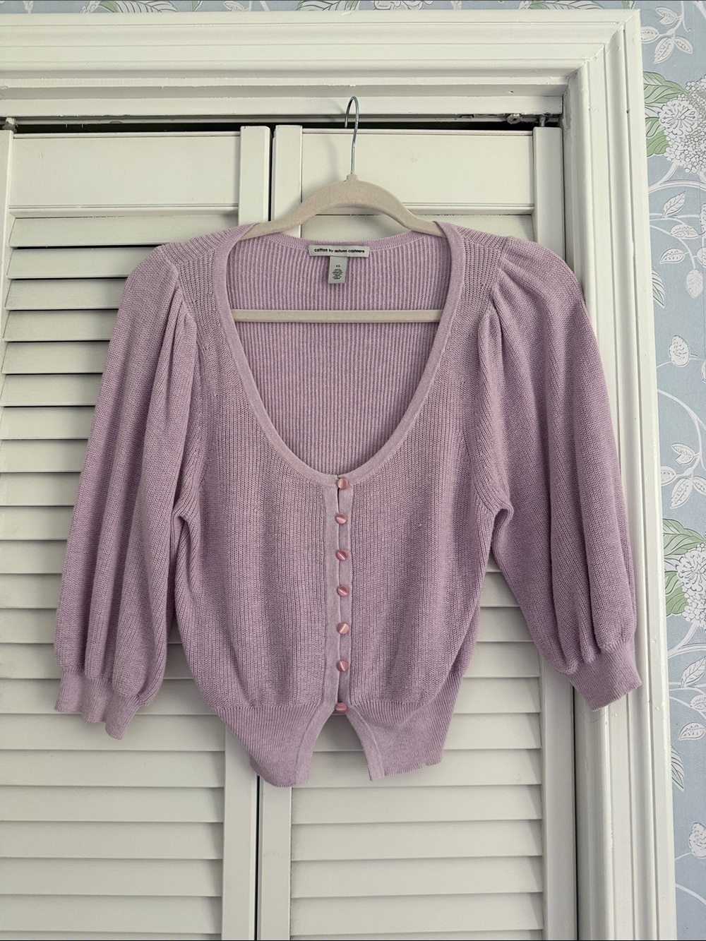 Cupcakes and Cashmere Lavender Scoop Neck Knit Cardigan Sweater